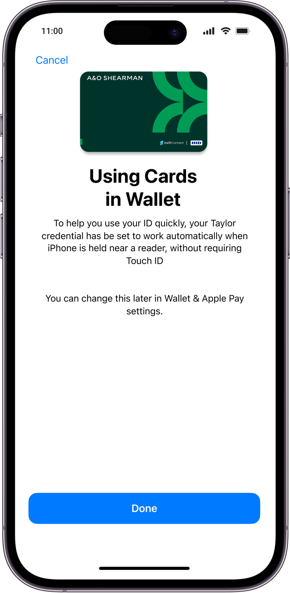 AOS Apple 9 Add Pass Done Button A&OShearman